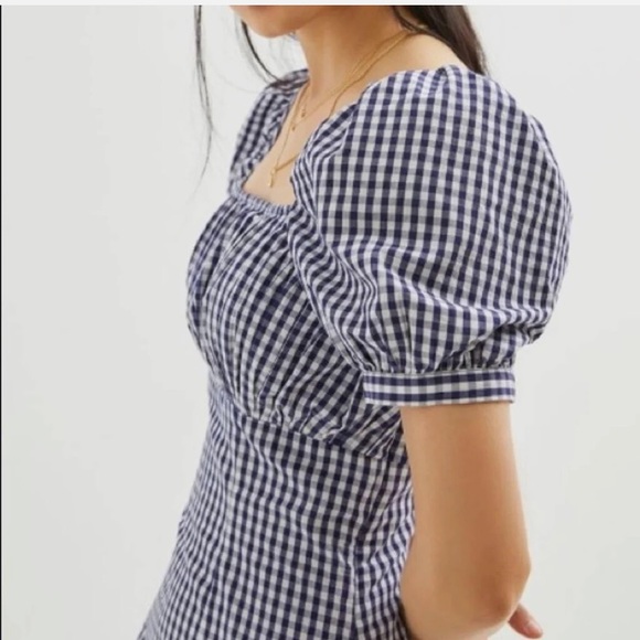 New w Tag: Anthropologie Puff Sleeve Gingham Dress. Size Large - Picture 3 of 11
